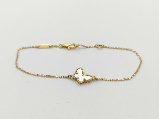 Van Cleef & Arpels Sweet Alhambra Papillon Mother-of-Pearl Yellow Gold Au750 2.0g Bracelet/Bangle 