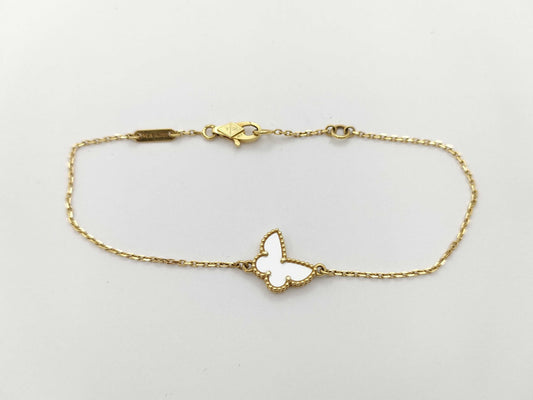 Van Cleef & Arpels Sweet Alhambra Papillon Mother-of-Pearl Yellow Gold Au750 2.0g Bracelet/Bangle 