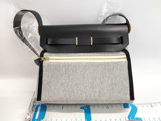HERMES Airbag Zip 20 Mini Shoulder Bag in Ecru/Noir, Black with Gold Hardware and GP K Stamp