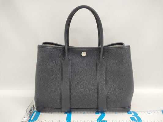HERMES Garden Party 30 TPM Negonda Navy U Stamp Tote Bag