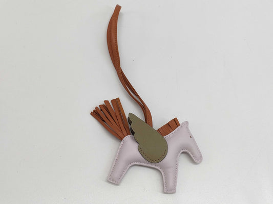 HERMES Rodeo Pegasus PM Charm, Mauve Pale/Beige Marfa/Pan d'Epice Double Stamp Charm