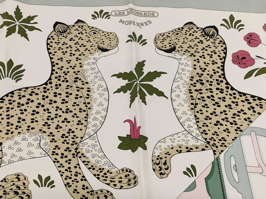 HERMES Carré 90 Modern Leopard Print Silk Scarf