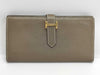 HERMES Bearn Soufflet Etoupe Wallet with Gold Hardware and GP U Stamp