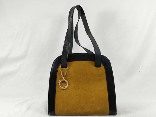 CELINE Suede Shoulder Bag with Circle Charm