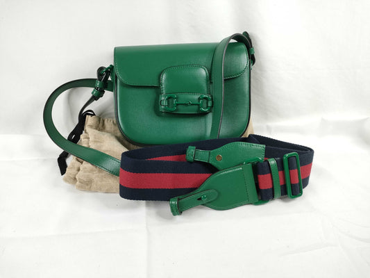 GUCCI Horsebit Shoulder Bag, Green