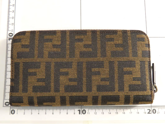 FENDI Zucca Round Zip Wallet with Box