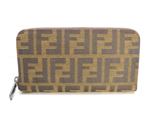 FENDI Zucca Round Zip Wallet with Box
