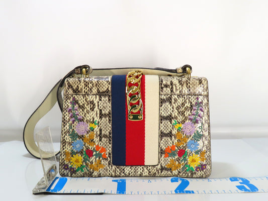 GUCCI GUCCI Sherry Line Python Sylvie Flower Embroidery 2-Way Shoulder Bag 421882 Shoulder Bag