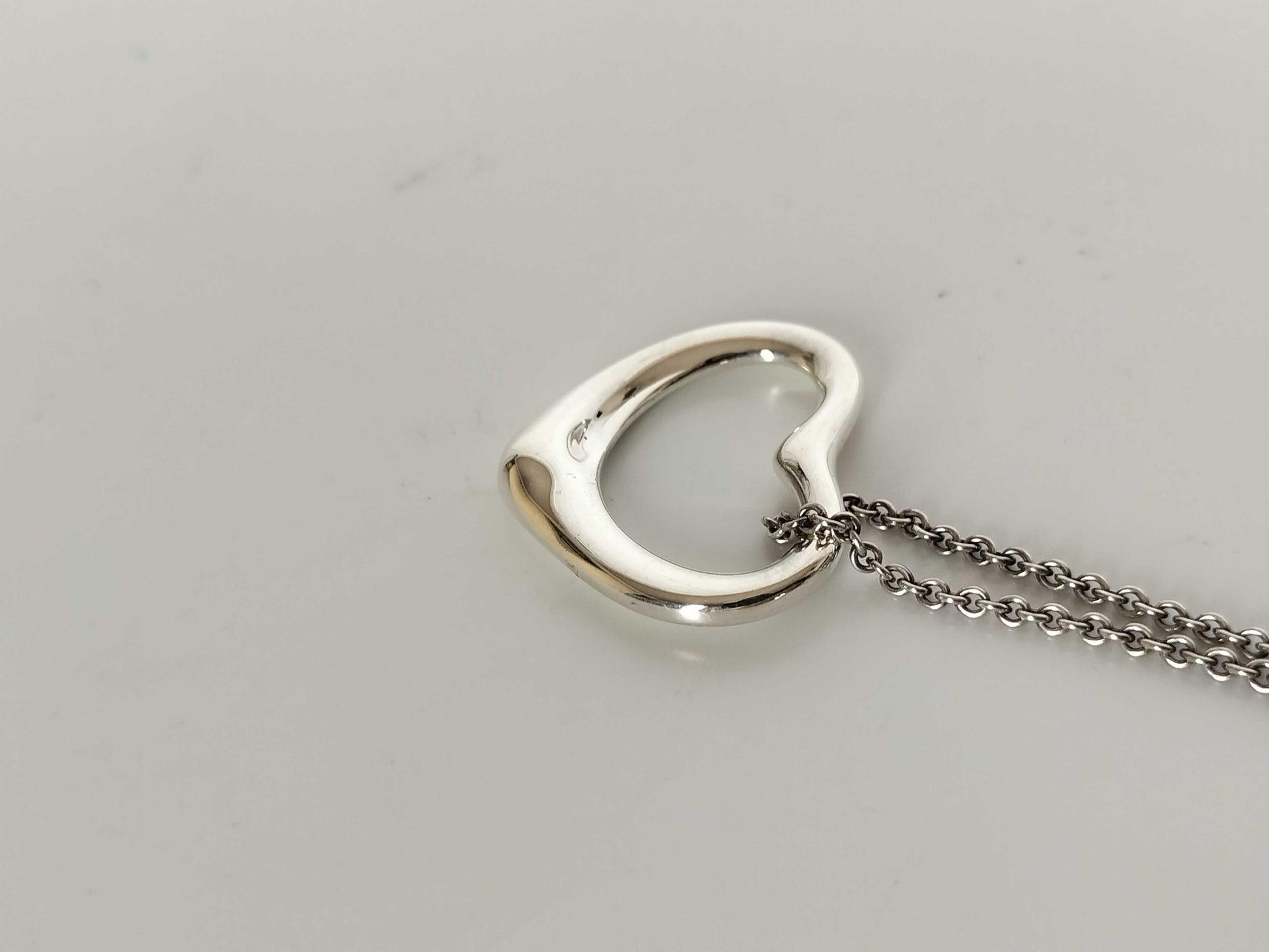Tiffany & Co. Open Heart Tiffany Necklace, Large Open Heart, Ag925 Necklace