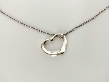 Tiffany & Co. Open Heart Tiffany Necklace, Large Open Heart, Ag925 Necklace