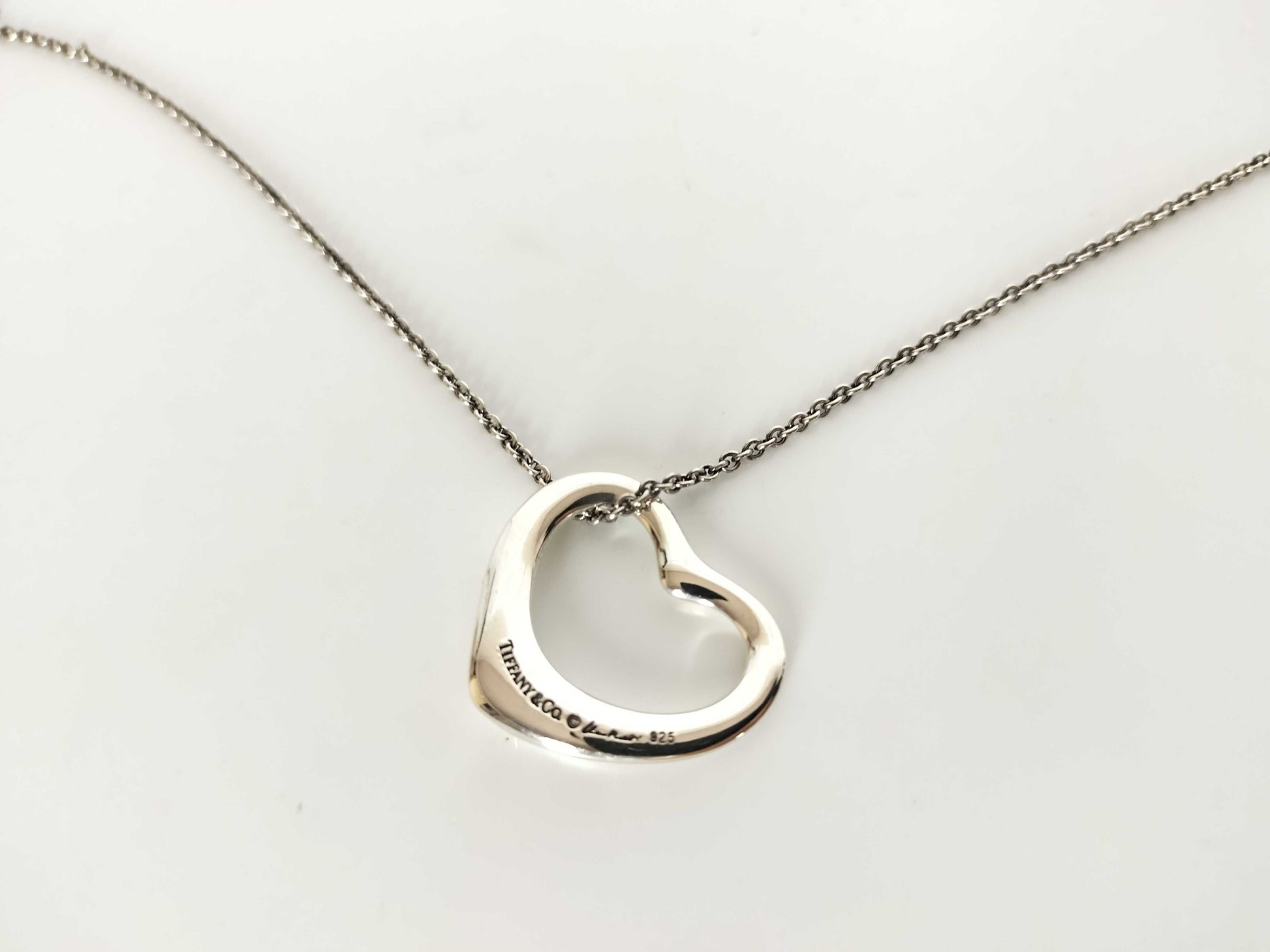 Tiffany & Co. Open Heart Tiffany Necklace, Large Open Heart, Ag925 Necklace