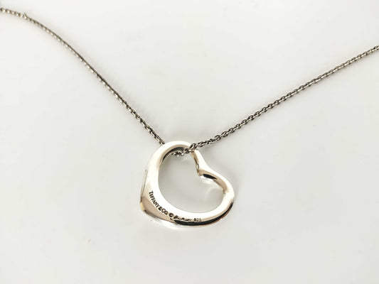 Tiffany & Co. Open Heart Tiffany Necklace, Large Open Heart, Ag925 Necklace