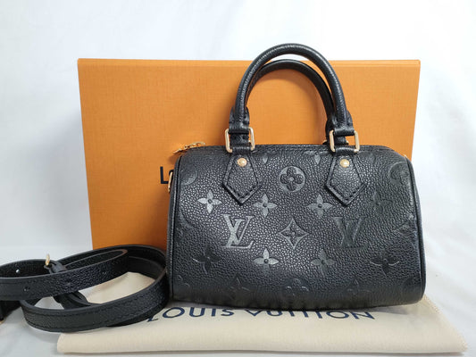 LOUIS VUITTON Monogram Empreinte LV Monogram Empreinte NanoSpeedy M82450 RFID Handbag
