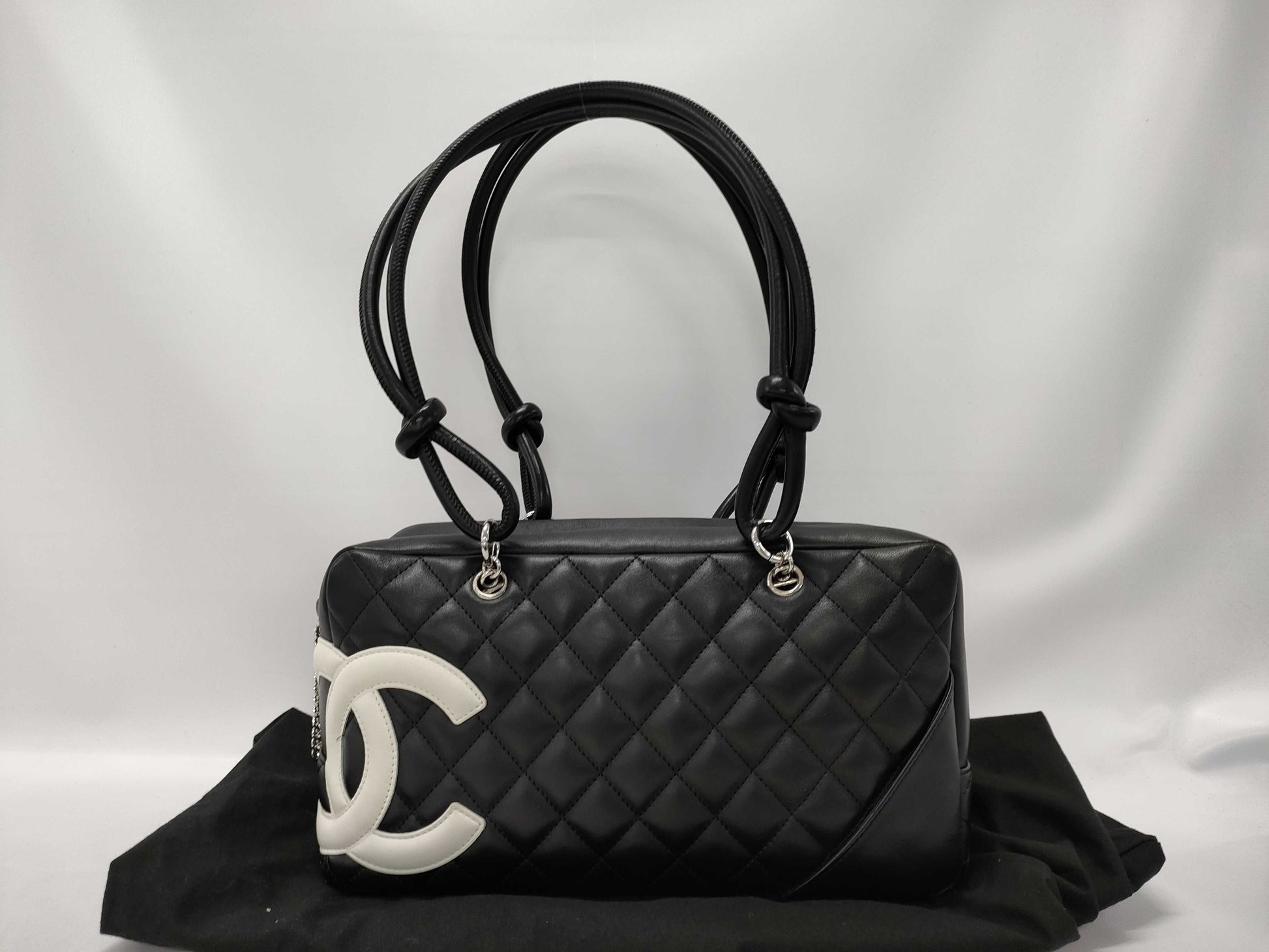 CHANEL Cambon Bowling Bag, Black and White, Handbag