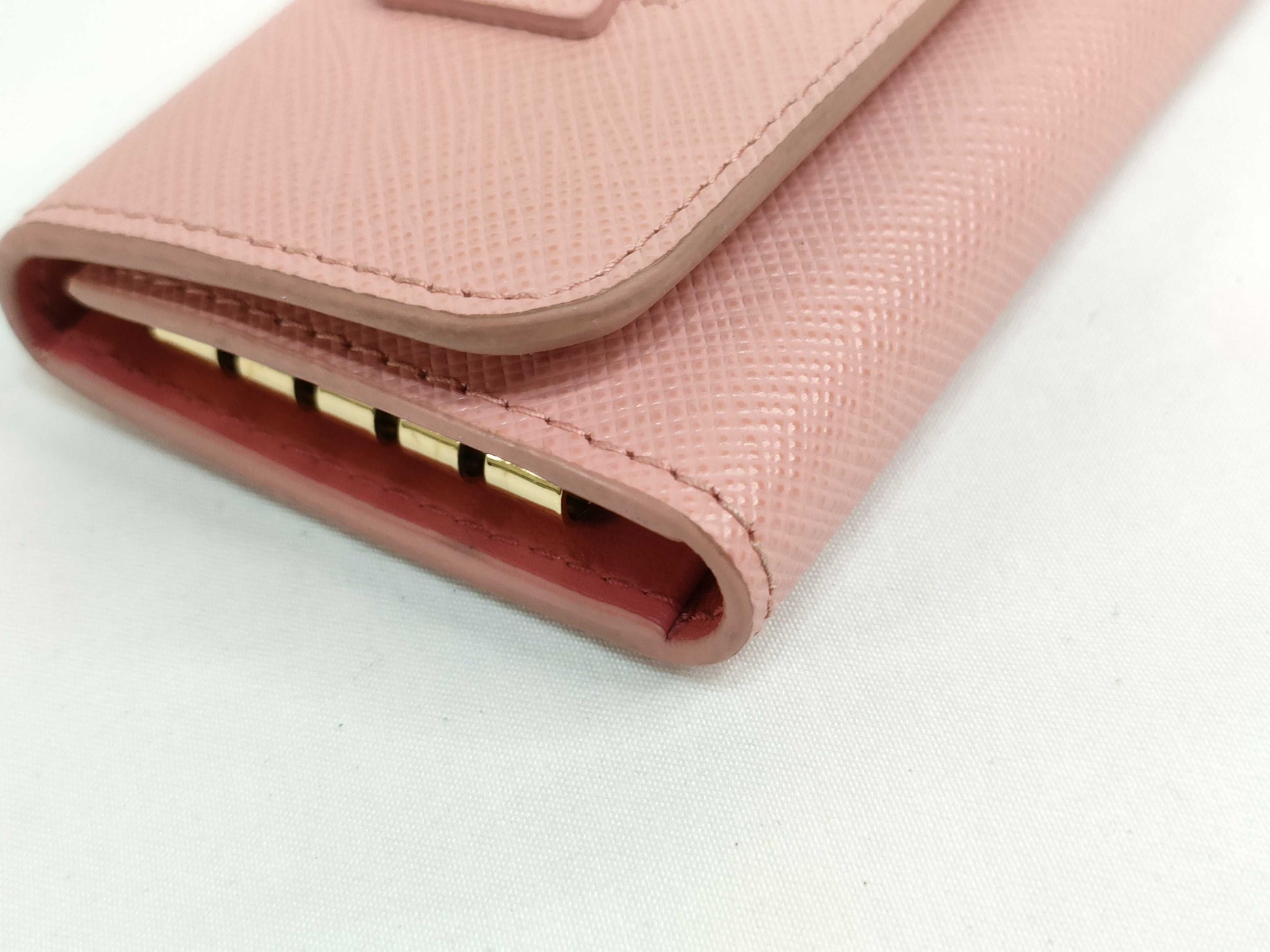 PRADA Prada Leather Ribbon 4-Ring Key Case, Pink