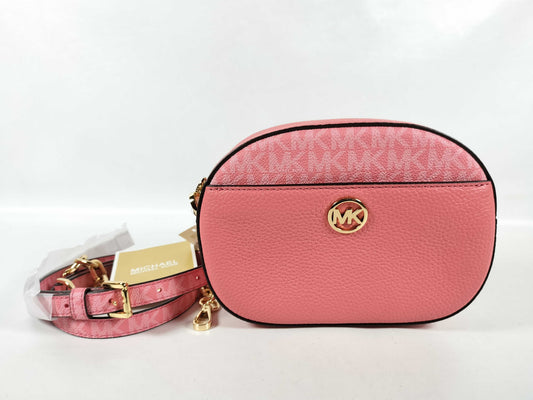 Michael Kors Jet Set Glam Shoulder Bag in Tea Rose/MK Pattern Leather