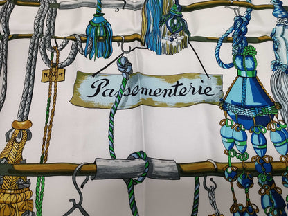 HERMES Carre 90 Pasementerie Scarf with String Decoration and Tag