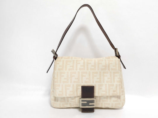 FENDI Zucca Mamma Bucket One-Shoulder Bag in Beige