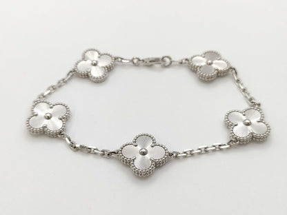 Van Cleef & Arpels Vintage Alhambra 5-Piece Guilloched WG Au750 18.5g Bracelet/Bangle 