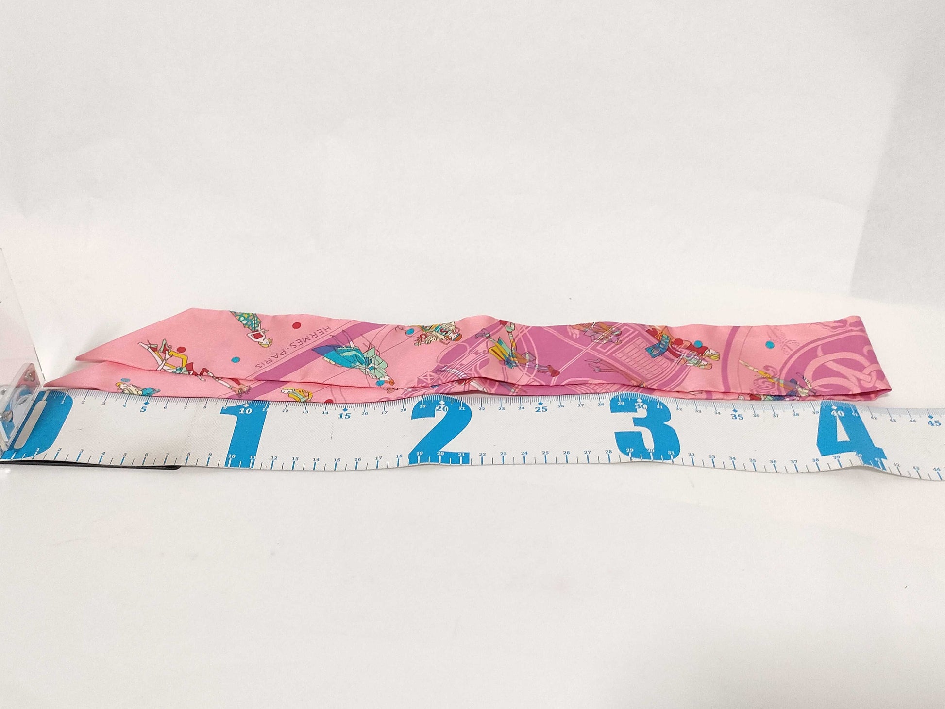 HERMES Twilly Ex-Libris Parisienne 100% Silk Scarf Pink/Multicolor