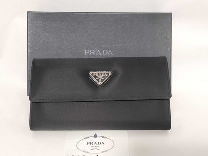 PRADA Prada Tri-fold Long Wallet Nylon Black B2811 Wallet