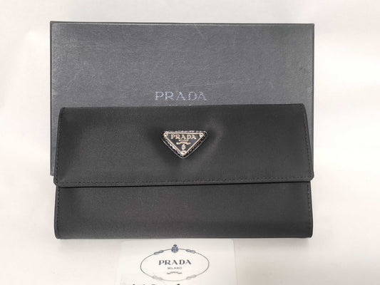 PRADA Prada Tri-fold Long Wallet Nylon Black B2811 Wallet
