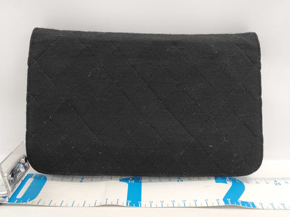 CHANEL Matelasse Chain Shoulder Bag in Black Cotton