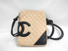 CHANEL Cambon Line Shoulder Bag, Leather, Beige/Black