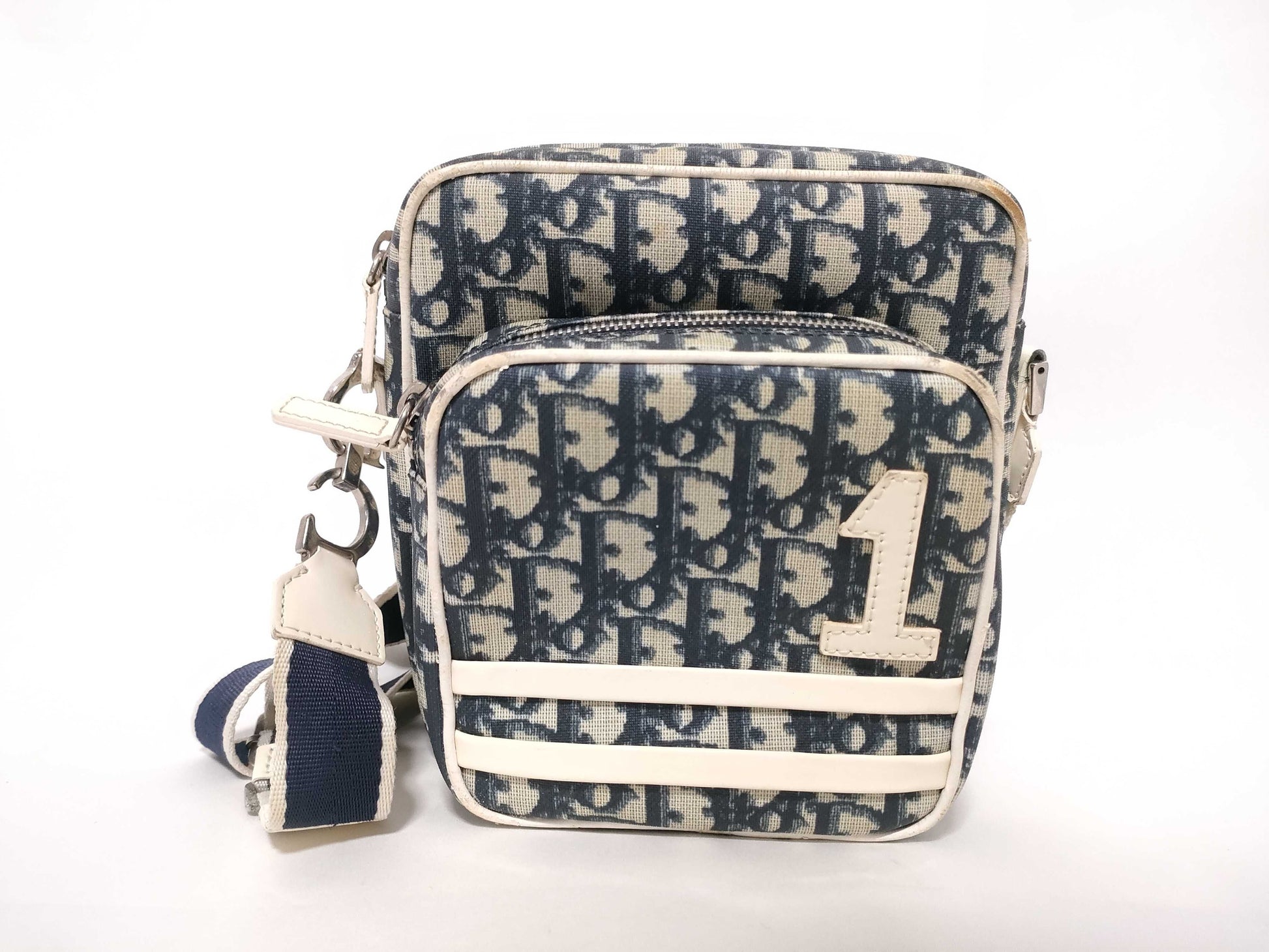 Dior Trotter Christian Dior Shoulder Bag PVC/Enamel Navy/White Shoulder Bag