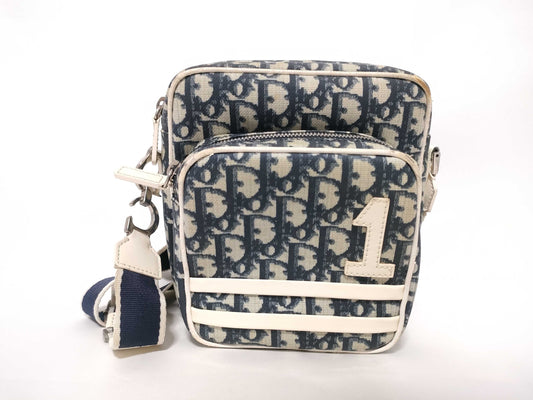 Dior Trotter Christian Dior Shoulder Bag PVC/Enamel Navy/White Shoulder Bag
