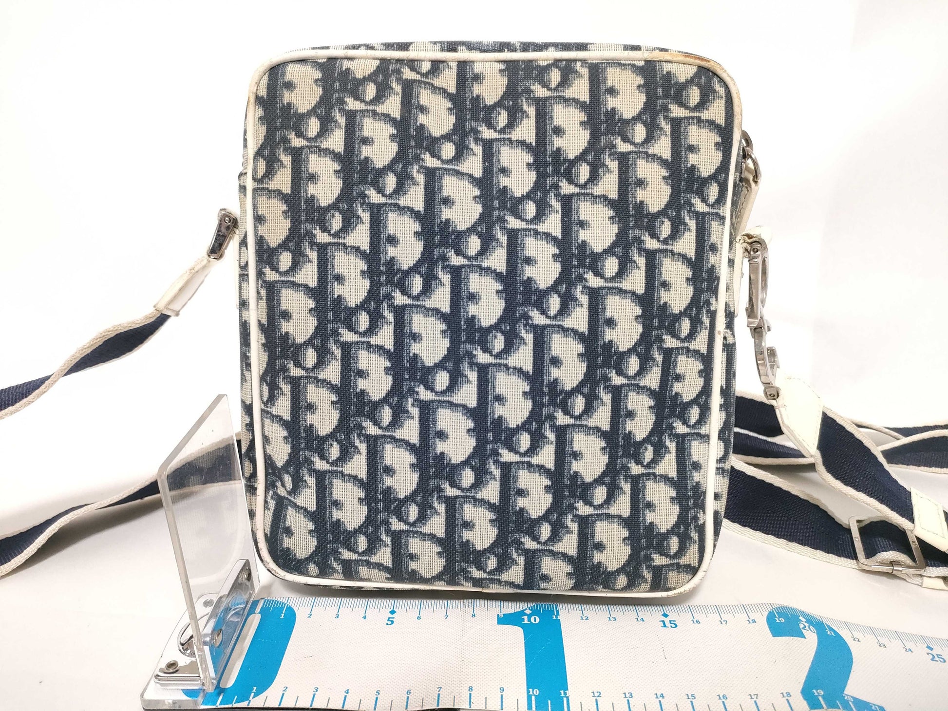 Dior Trotter Christian Dior Shoulder Bag PVC/Enamel Navy/White Shoulder Bag