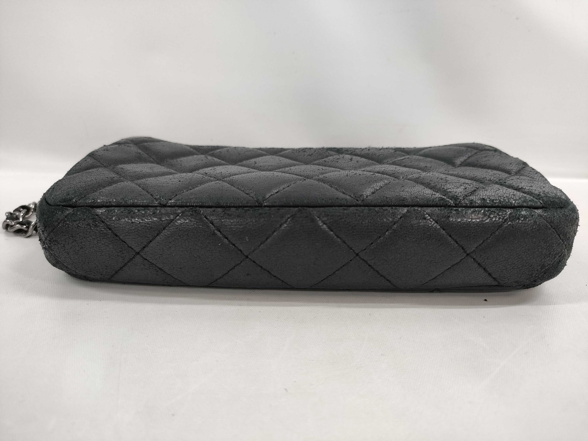 CHANEL Matelasse Chain Wallet Leather Black Shoulder Bag