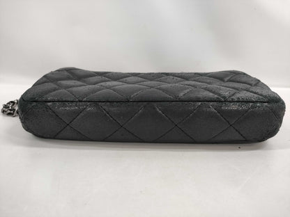 CHANEL Matelasse Chain Wallet Leather Black Shoulder Bag