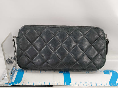 CHANEL Matelasse Chain Wallet Leather Black Shoulder Bag
