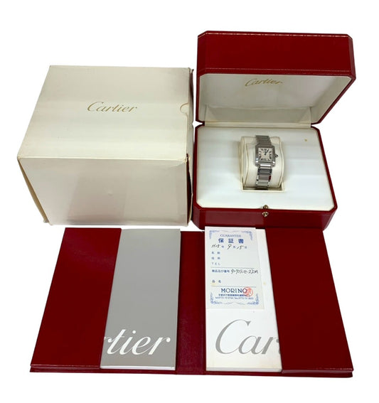Cartier Tank Française SM W51008Q3 2384 173994CE Quartz White Dial Women's Watch