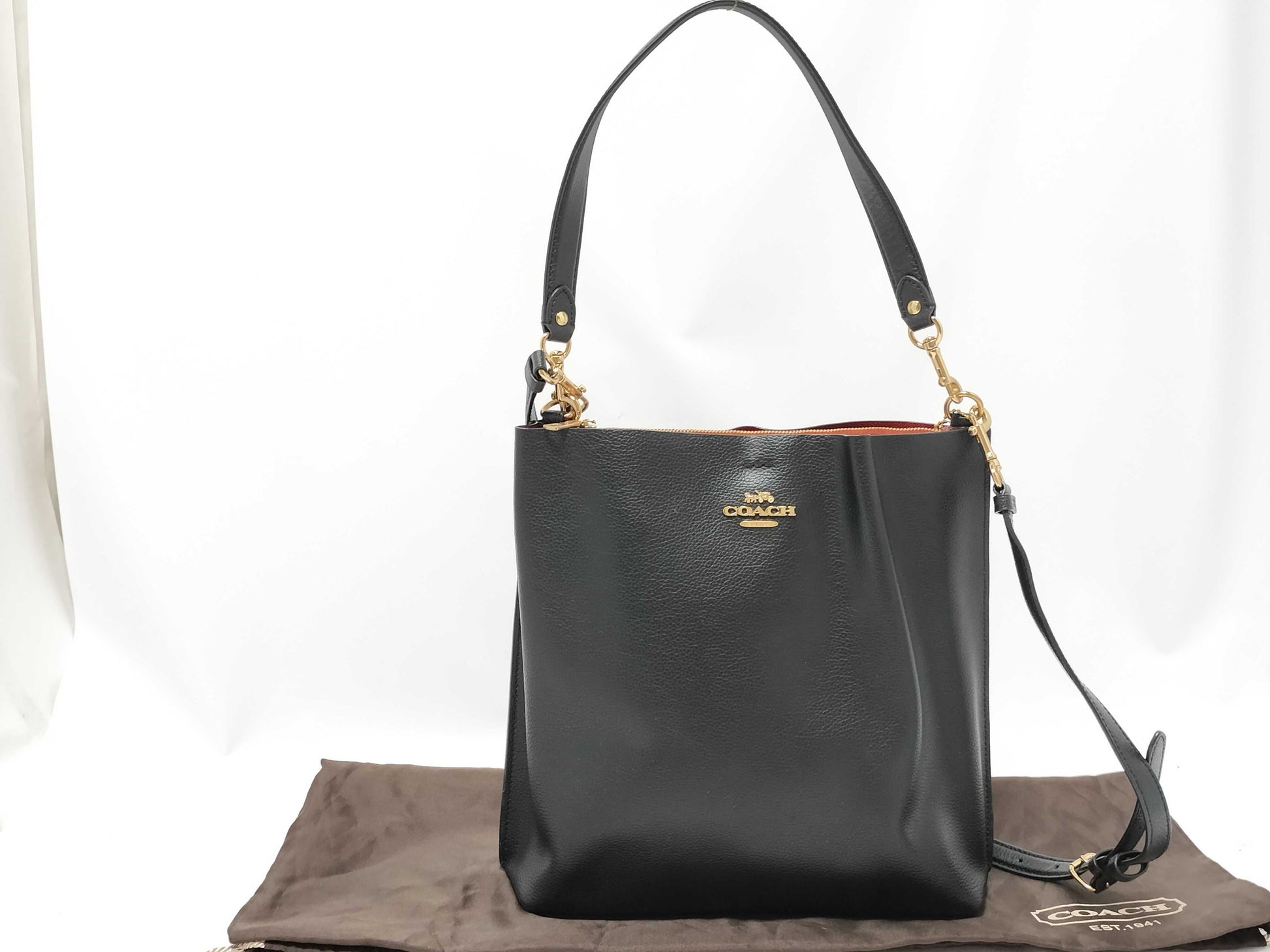 COACH 2-Way Handbag with Long Strap, Shoulder Bag, Black
