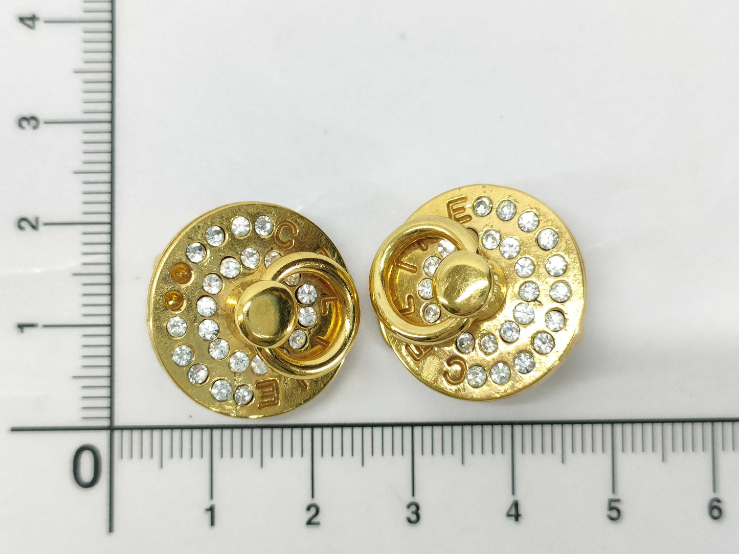 CELINE Logo Rhinestone Earrings