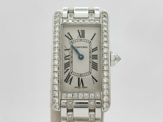 Cartier Tank Américaine Full Diamond 2489 327745CE Quartz 18K Gold Women's Watch
