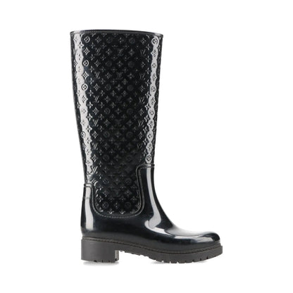 LOUIS VUITTON Monogram Splash Line Rubber Rain Boots, Size 35