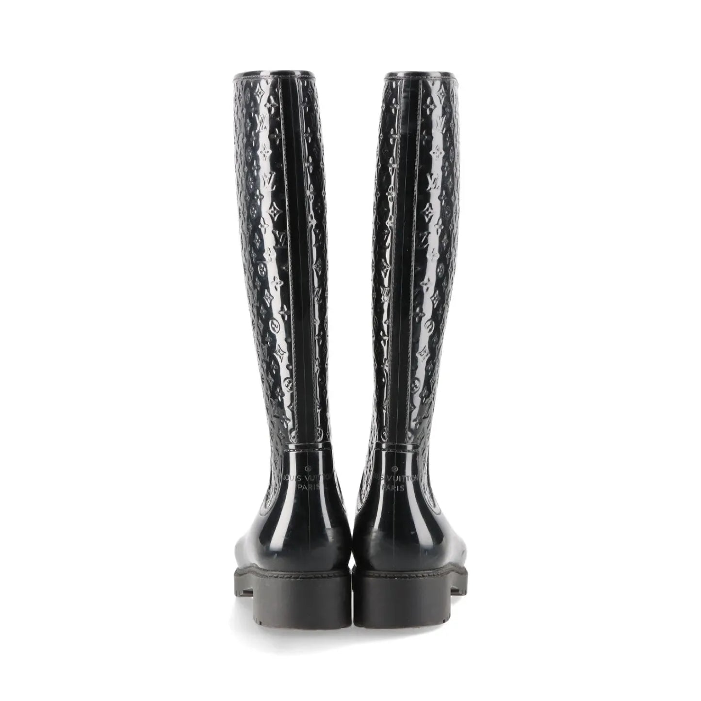 LOUIS VUITTON Monogram Splash Line Rubber Rain Boots, Size 35