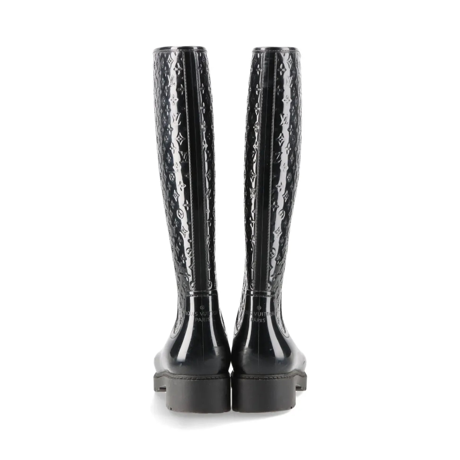 LOUIS VUITTON Monogram Splash Line Rubber Rain Boots, Size 35