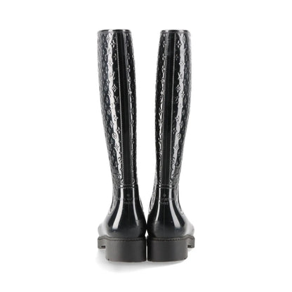LOUIS VUITTON Monogram Splash Line Rubber Rain Boots, Size 35