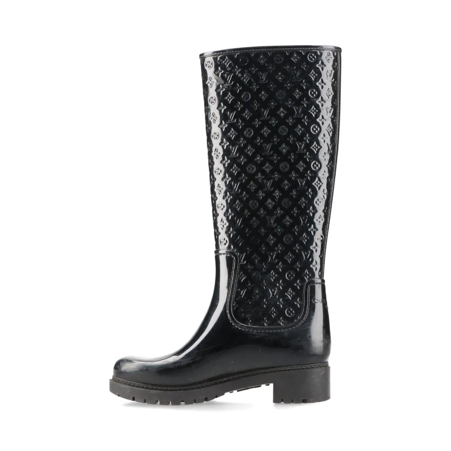 LOUIS VUITTON Monogram Splash Line Rubber Rain Boots, Size 35