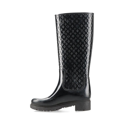 LOUIS VUITTON Monogram Splash Line Rubber Rain Boots, Size 35