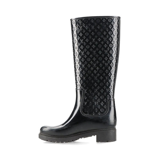 LOUIS VUITTON Monogram Splash Line Rubber Rain Boots, Size 35