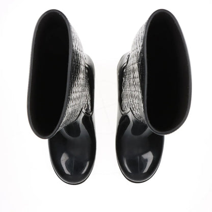 LOUIS VUITTON Monogram Splash Line Rubber Rain Boots, Size 35