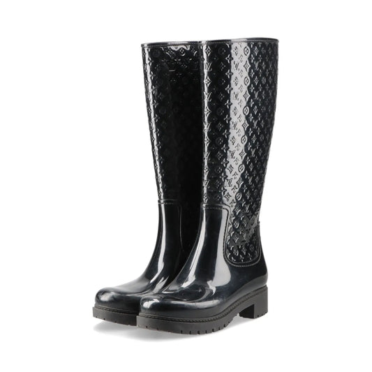 LOUIS VUITTON Monogram Splash Line Rubber Rain Boots, Size 35