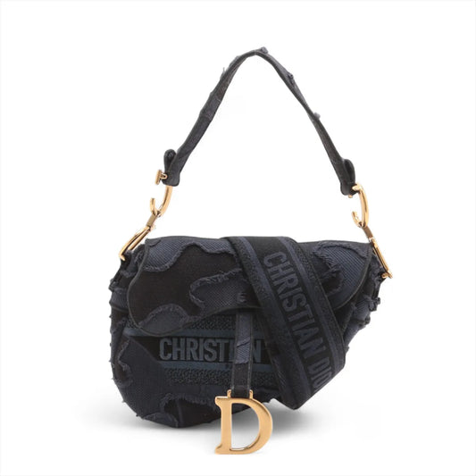Dior Christian Dior Saddle Bag Canvas Shoulder Bag with Strap