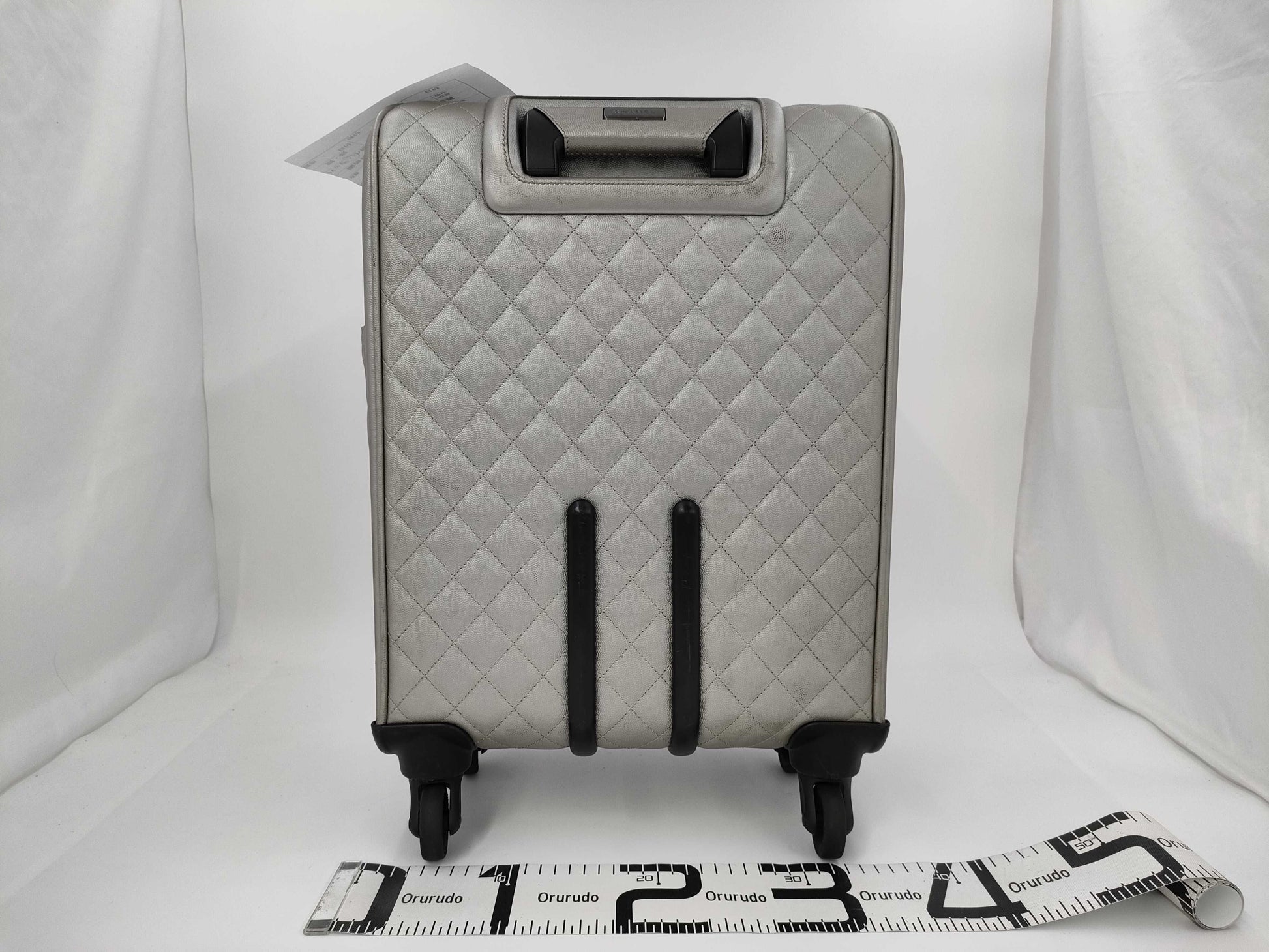 CHANEL Matelasse Carry-on Bag, Caviar Leather, Silver with Gunmetallic Hardware, 22153926