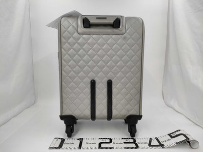 CHANEL Matelasse Carry-on Bag, Caviar Leather, Silver with Gunmetallic Hardware, 22153926